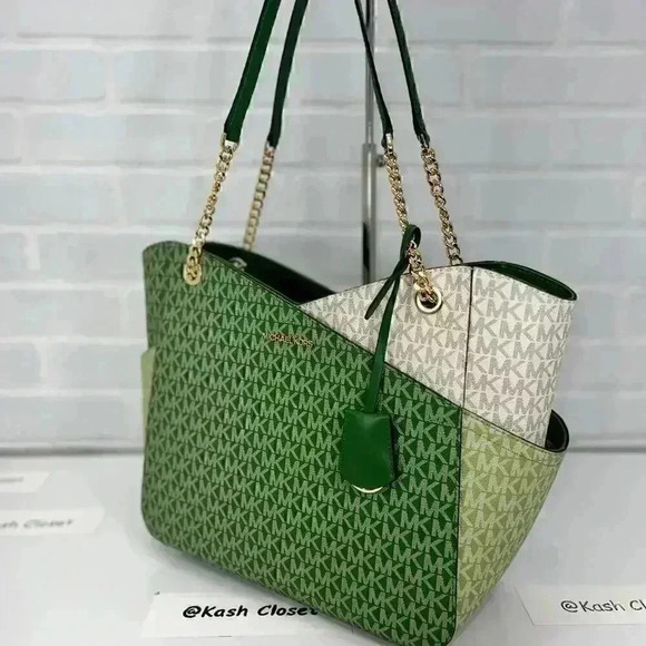 Michael Kors Shoulder Bag xchain Large Purse MK Signature Tote Fern Green - Picture 3 of 12